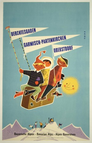 Vintage Bavarian Alps, Germany Travel Poster